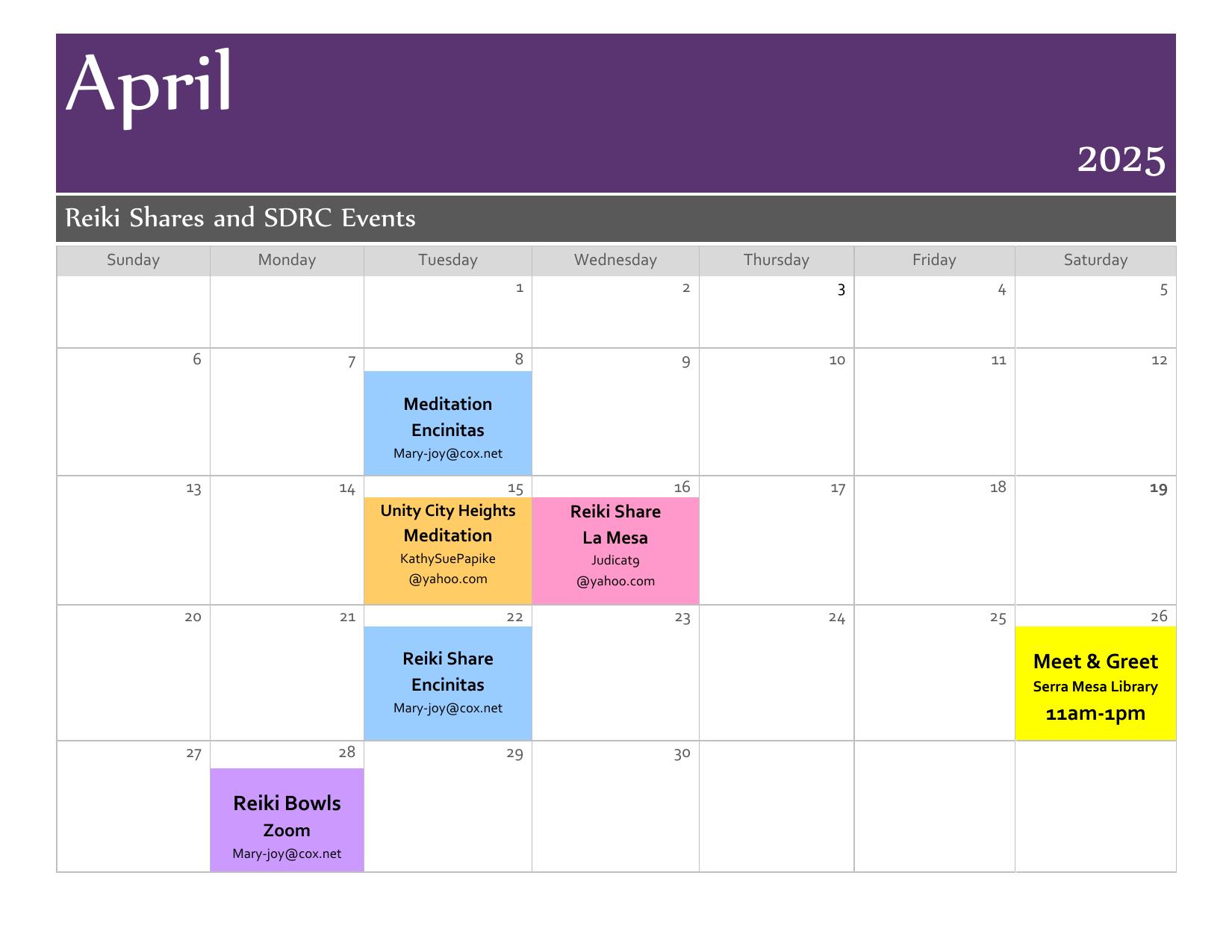 April 2025 calendar